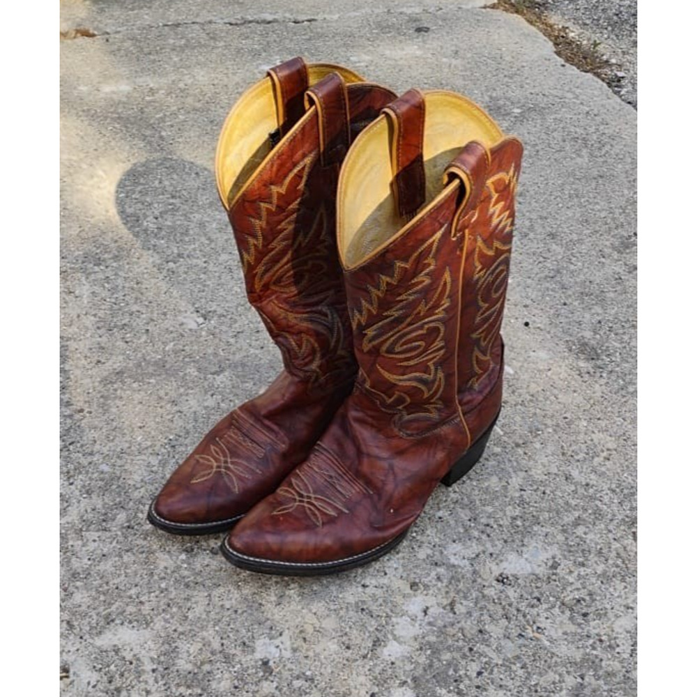 Justin Classic Chestnut Marbled Deerlite Western Cowboy Boot Men Size 9.5